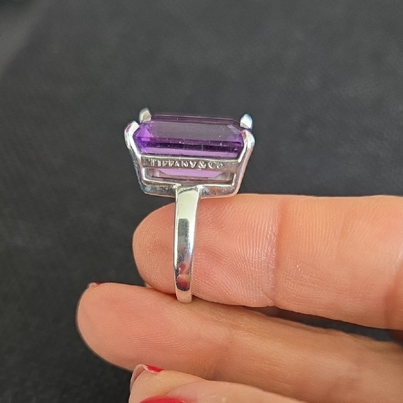 Vintage Tiffany & Co. Sterling Silver "Sparklers" Ring with Amethyst, Size 6 - Picture 4 of 9